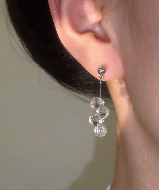 Silk Ball Copper Crystal Fine Drop Tassel Earrings