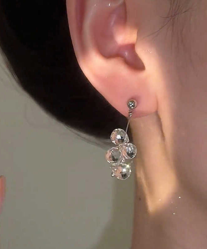 Silk Ball Copper Crystal Fine Drop Tassel Earrings