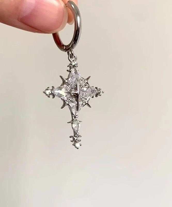 Silk Zircon Snowflake Copper Earrings Fine Drop Overgild