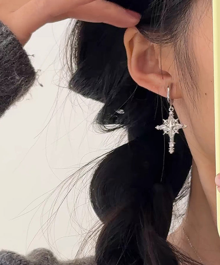 Silk Zircon Snowflake Copper Earrings Fine Drop Overgild