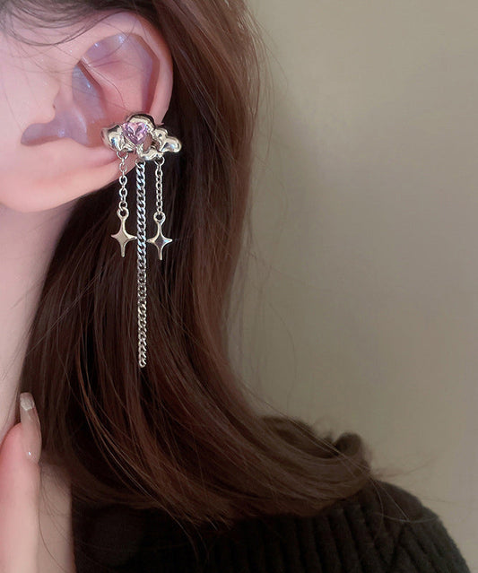 Copper Water Drop Zircon Silk Tassel Earrings Fine