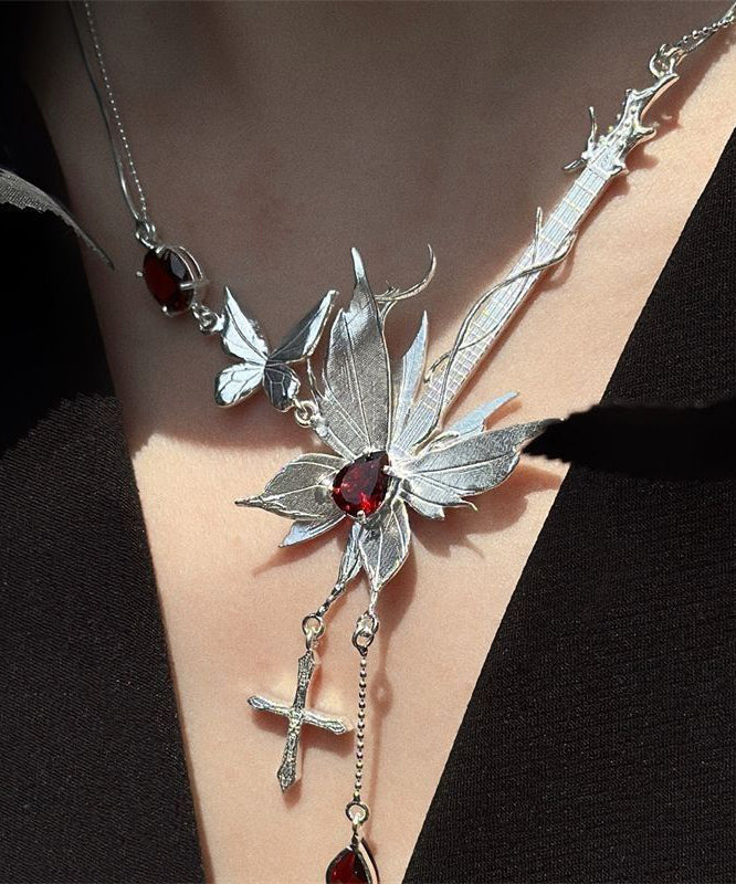 Silk Stone Sterling Gem Fine Pendant Necklace Silver Butterfly