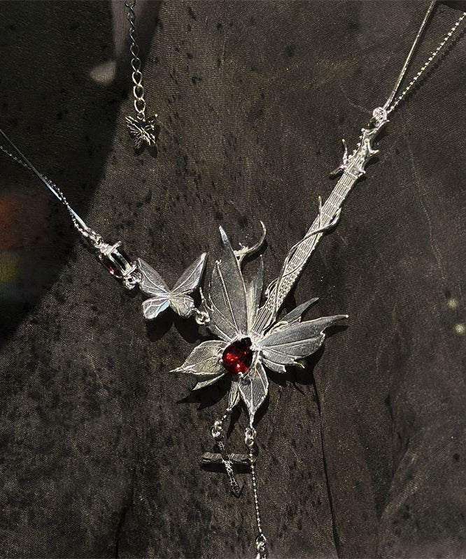 Silk Stone Sterling Gem Fine Pendant Necklace Silver Butterfly