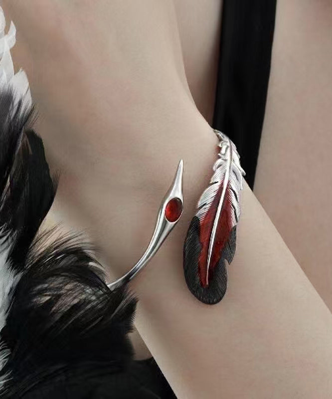 Fine Sterling Silk Silver Cuff Feather