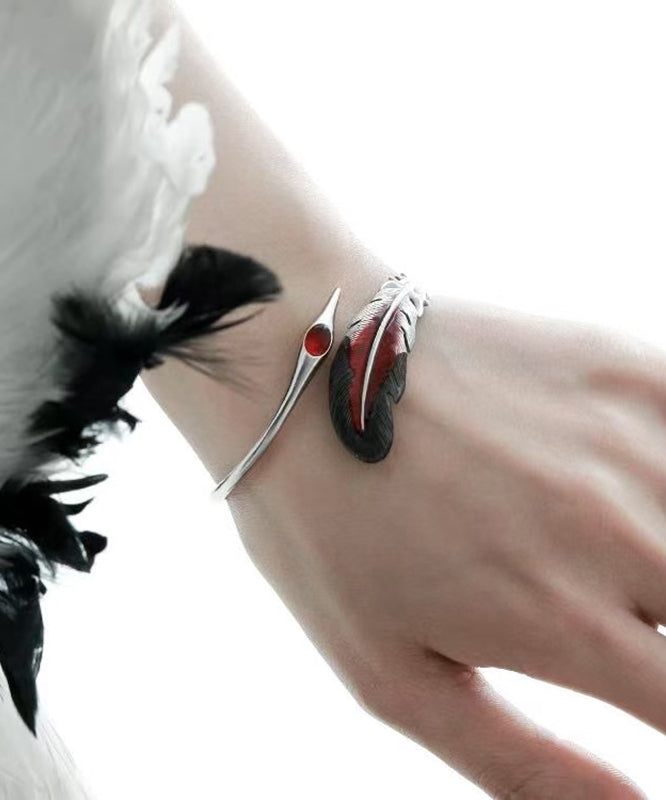 Fine Sterling Silk Silver Cuff Feather