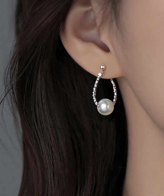 Broken Fine Hoop Silver Pearl Earrings Sterling Silk