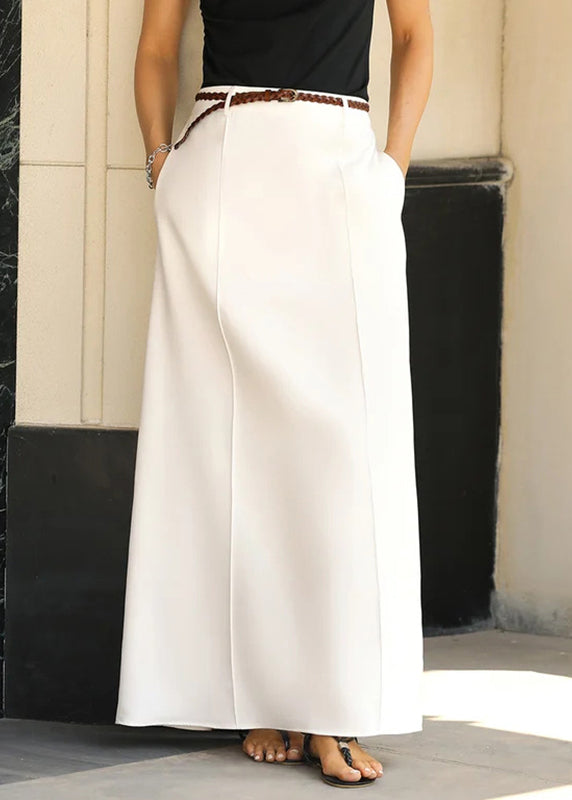 Waist Summer Fine Maxi Skirts White Pockets High