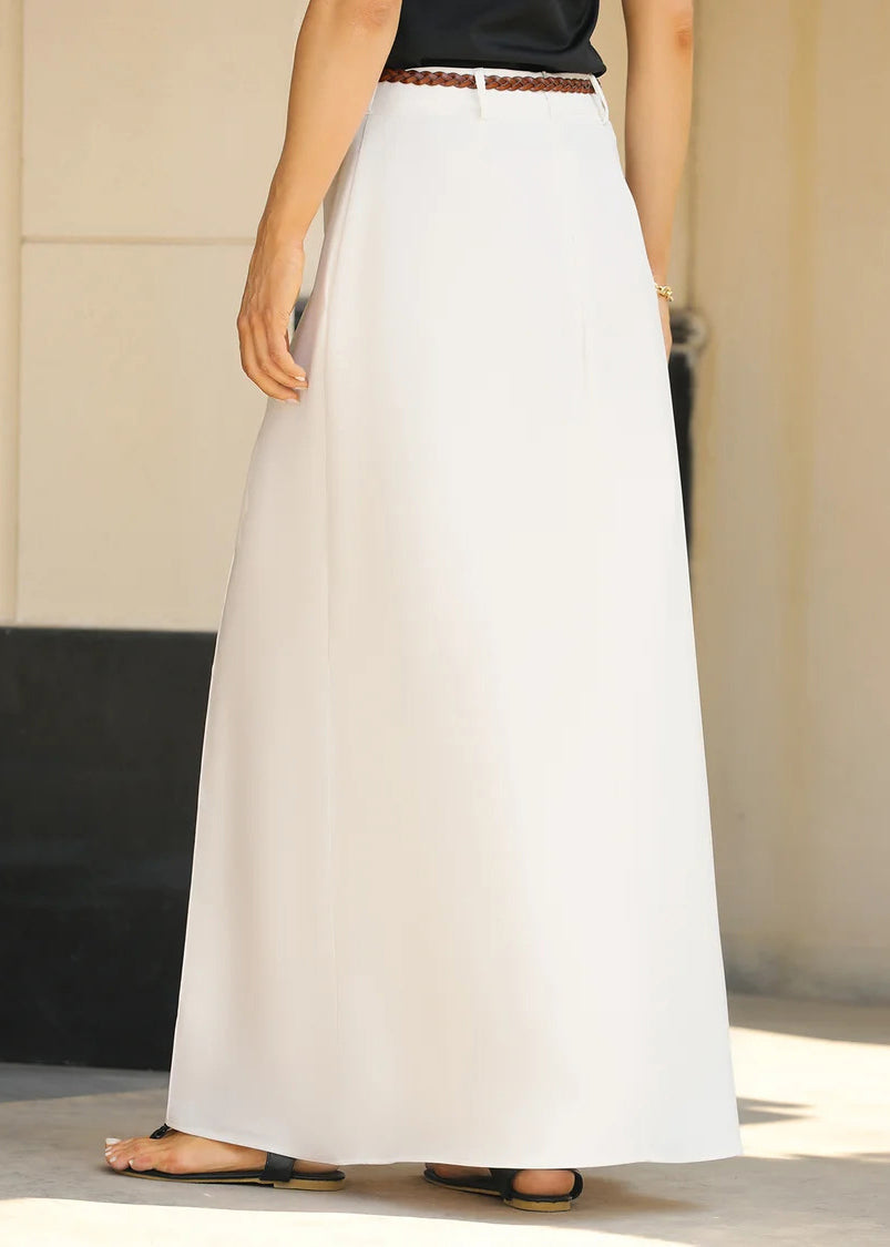 Waist Summer Fine Maxi Skirts White Pockets High