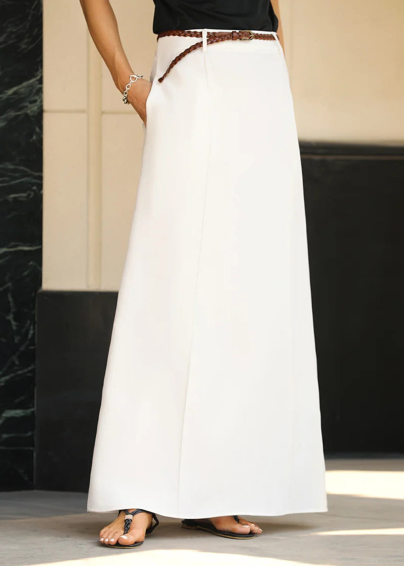 Waist Summer Fine Maxi Skirts White Pockets High