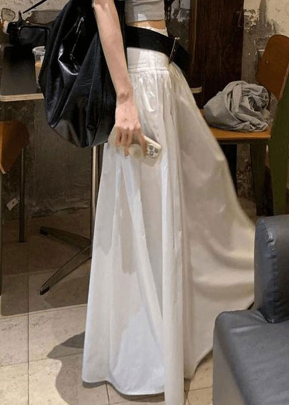 Waist White Solid Fine Skirts Cotton High Summer