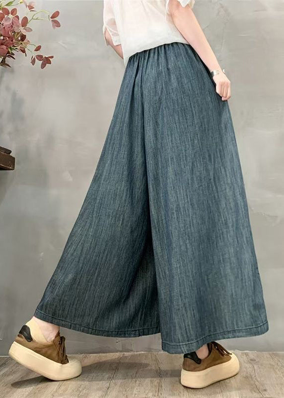 Summer Wide Oversized Leg Pants Denim Plaid Fitted Patchwork