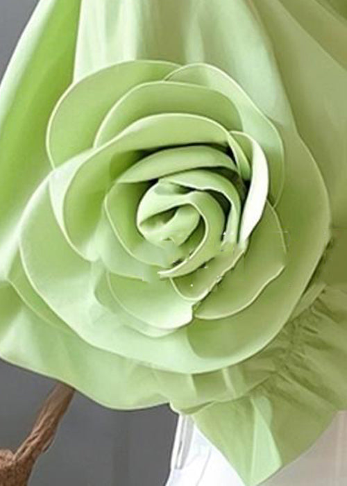 Cotton Blouses Half Pan Collar Button Green Floral sleeve Peter