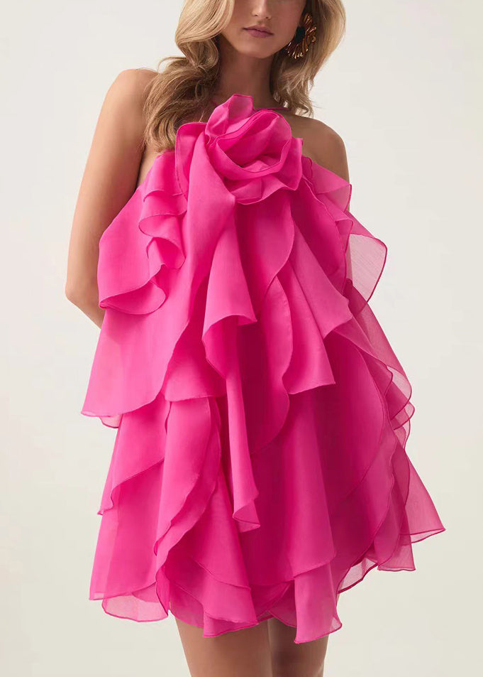 Cotton Rose Solid Summer Mini Floral Dresses Backless