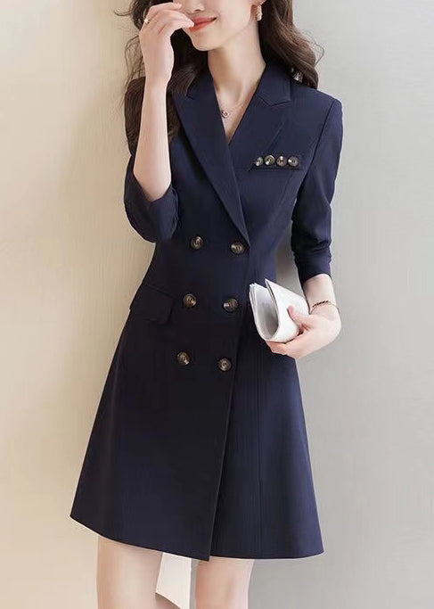 Formal Navy Silm Fit Work Dress Double Breast Spring YJ059