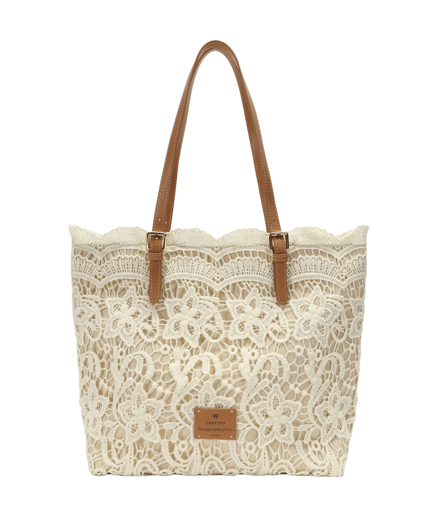 French Lace Shoulder Bags Large Beige Capacity