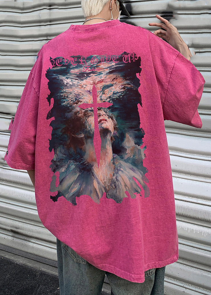 O Cotton Black Sleeve Men Shirt French Neck Half T Print