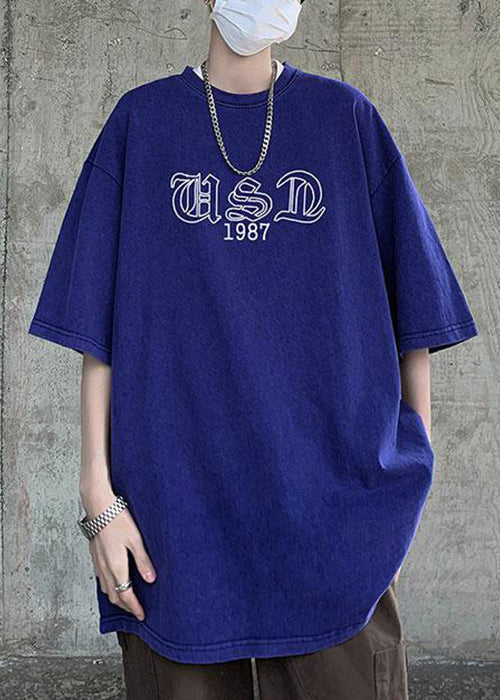 O Cotton Black Sleeve Men Shirt French Neck Half T Print