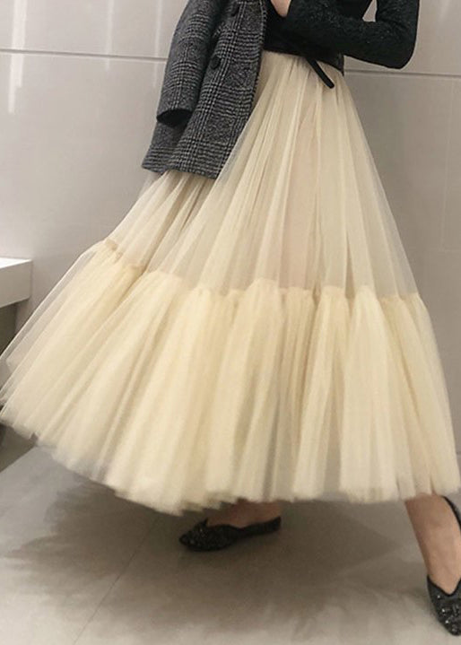 French Black Ruffled High Waist Tulle Skirts Summer Ada Fashion