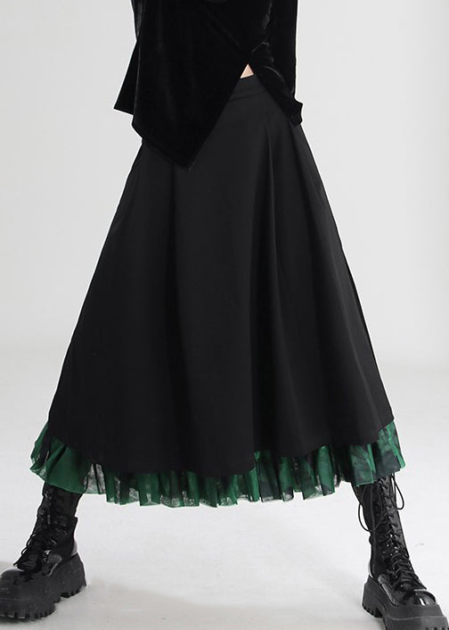 French Black Side Open Tulle Patchwork Skirts Spring AS1010 Ada Fashion