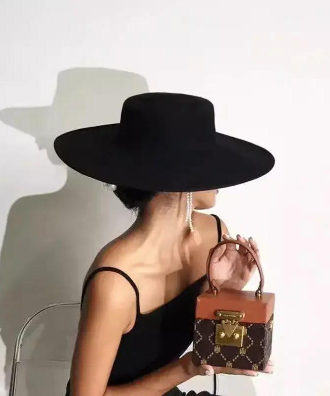 Brim Jazz Versatile Woolen Large Black French Hat
