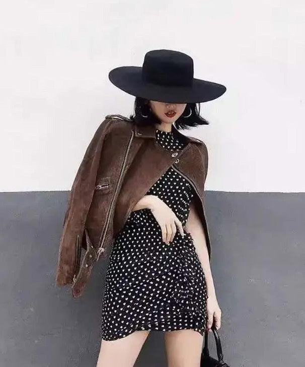 Brim Jazz Versatile Woolen Large Black French Hat