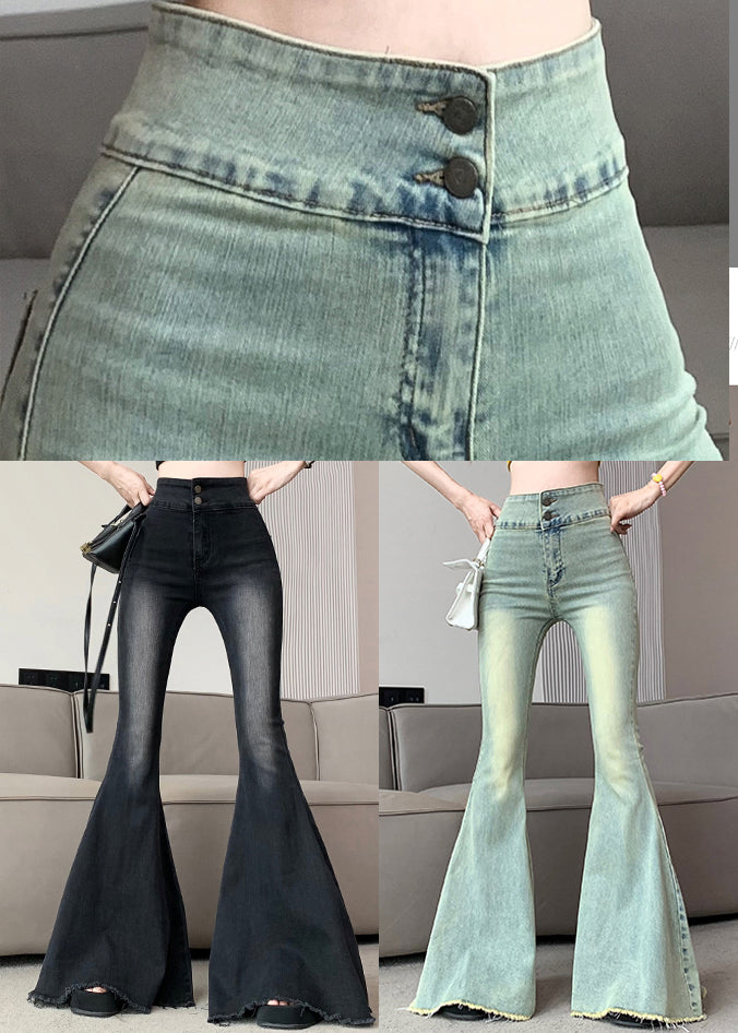 French Blue High Waist Denim Bell-bottom Trousers Spring YP028