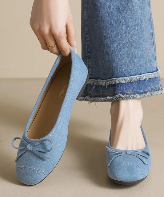 Splicing Loafers Suede Bow French Blue Comfy Penny