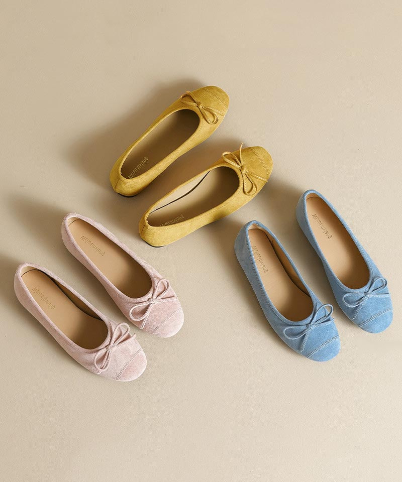 Splicing Loafers Suede Bow French Blue Comfy Penny