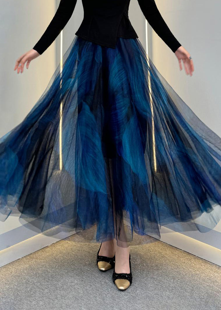 Maxi Summer Skirt Dark Tulle French Grey Waist Elastic