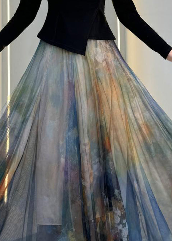 Maxi Summer Skirt Dark Tulle French Grey Waist Elastic