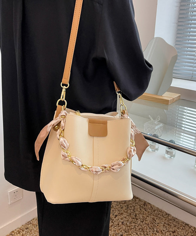 Calf French Chain Bucket Green Bag Leather Linked