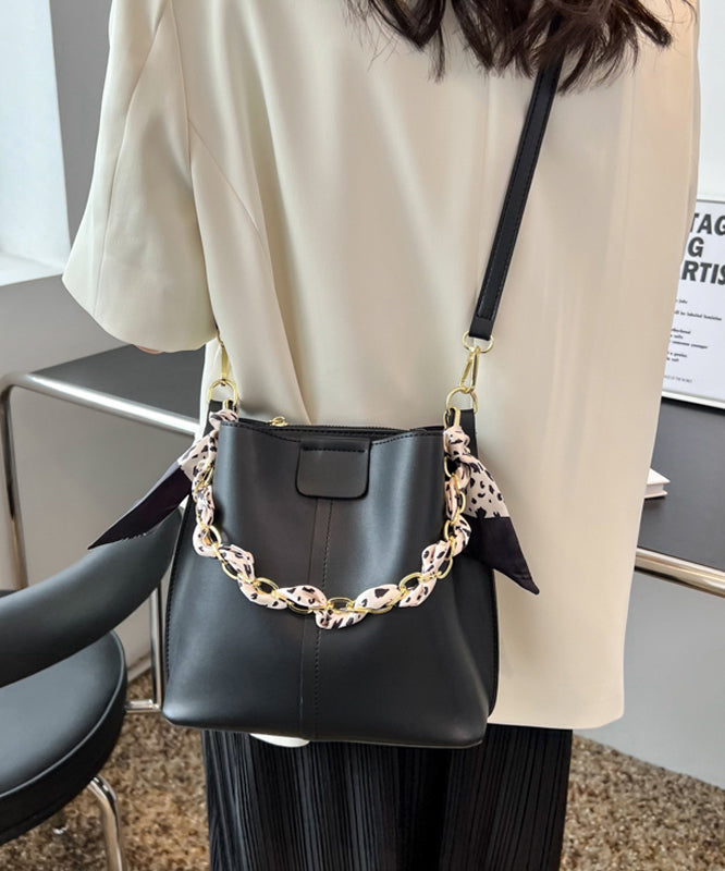 Calf French Chain Bucket Green Bag Leather Linked