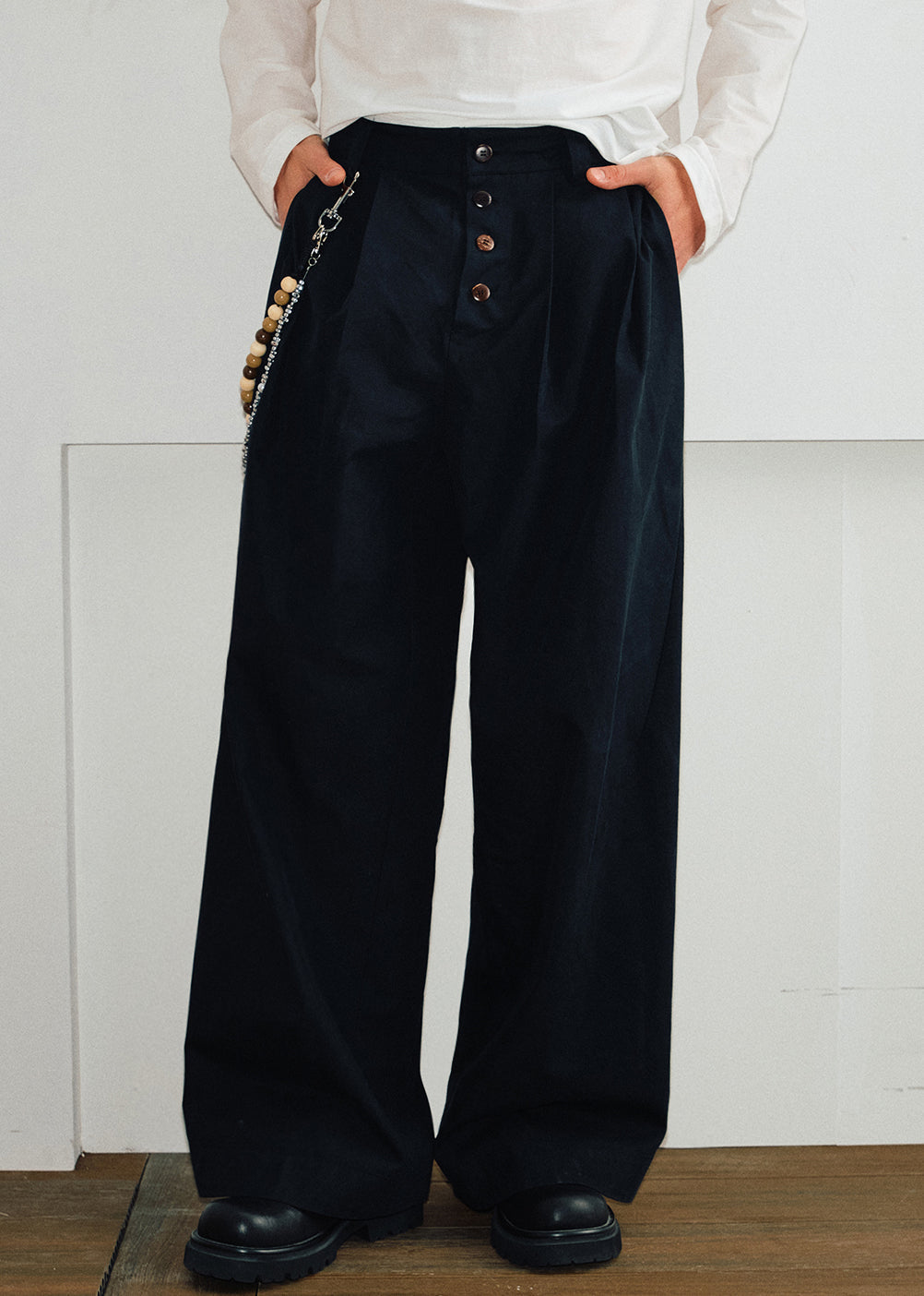 Solid Cotton Pockets French Pants Summer Button Mens Khaki