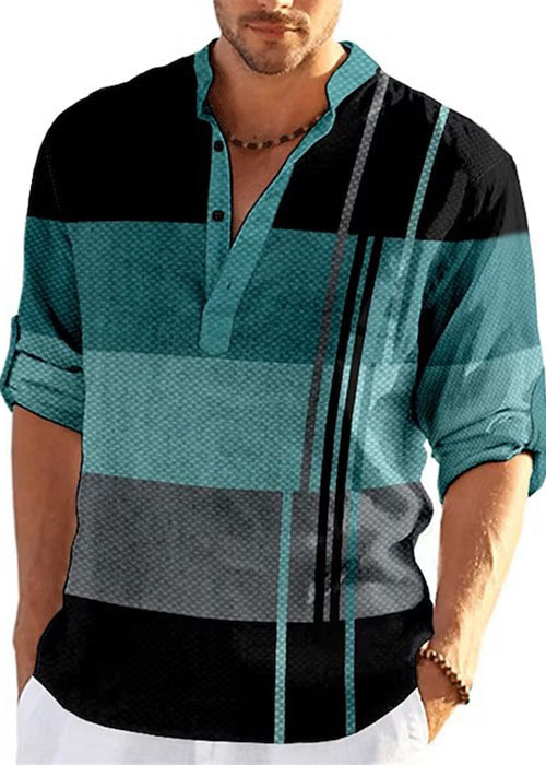 Fall Khaki T Stand French Cotton Men's Shirts Collar Plaid