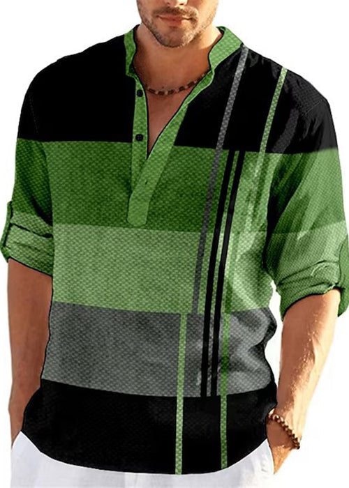 Fall Khaki T Stand French Cotton Men's Shirts Collar Plaid