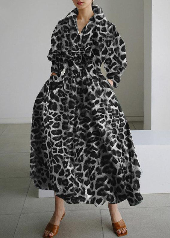 Holiday French Hem Spring Print Leopard Large Exra Dresses Cotton