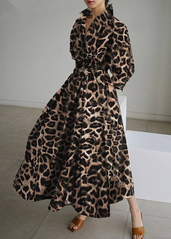 Holiday French Hem Spring Print Leopard Large Exra Dresses Cotton