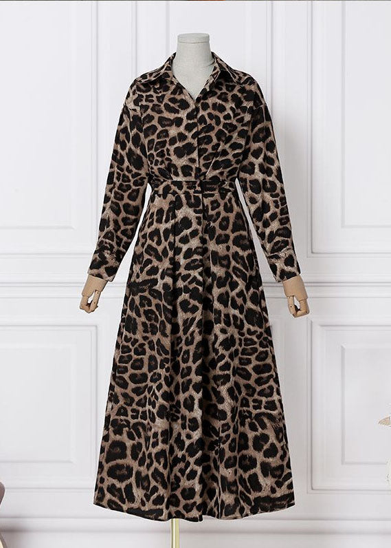 Holiday French Hem Spring Print Leopard Large Exra Dresses Cotton