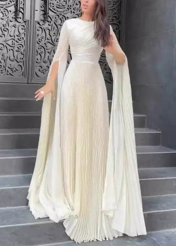 Blue Light Party Dress Cotton Waist High Spring Wrinkled French