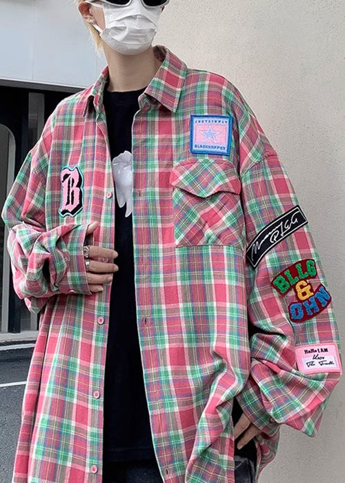 French Spring Navy Pockets Cotton Shirt Plaid Men