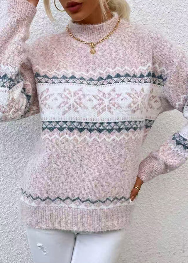 Sweaters Cozy Knit French Striped Spring Pink