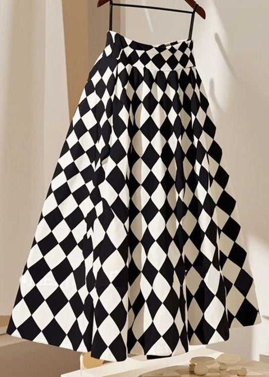 Line High Summer Waist French Plaid Cotton A skirts