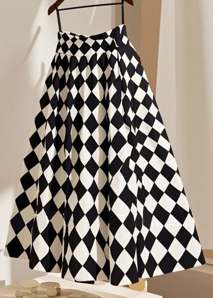 Line High Summer Waist French Plaid Cotton A skirts