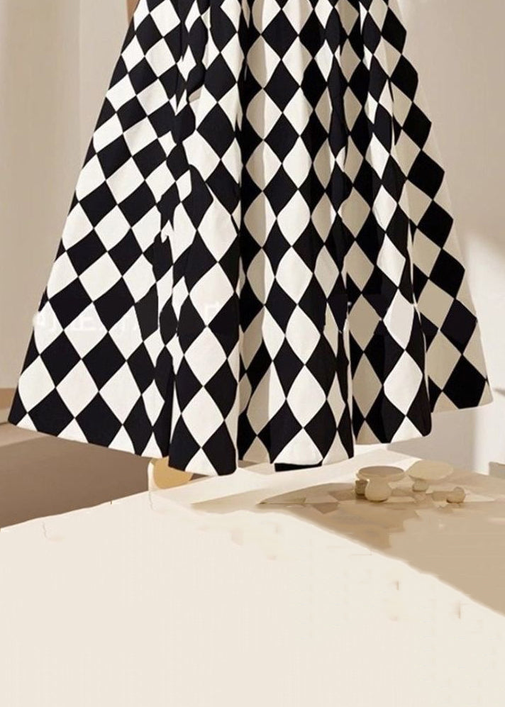 Line High Summer Waist French Plaid Cotton A skirts