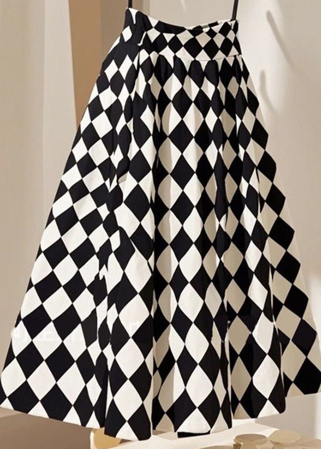 Line High Summer Waist French Plaid Cotton A skirts