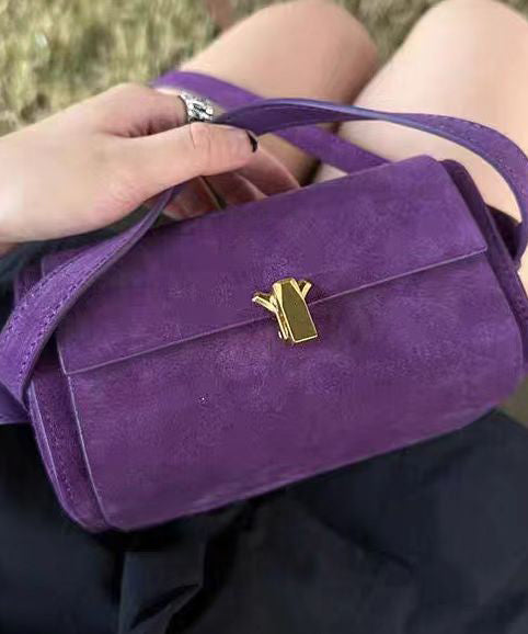 Bag Body Cross Versatile French Purple Suede