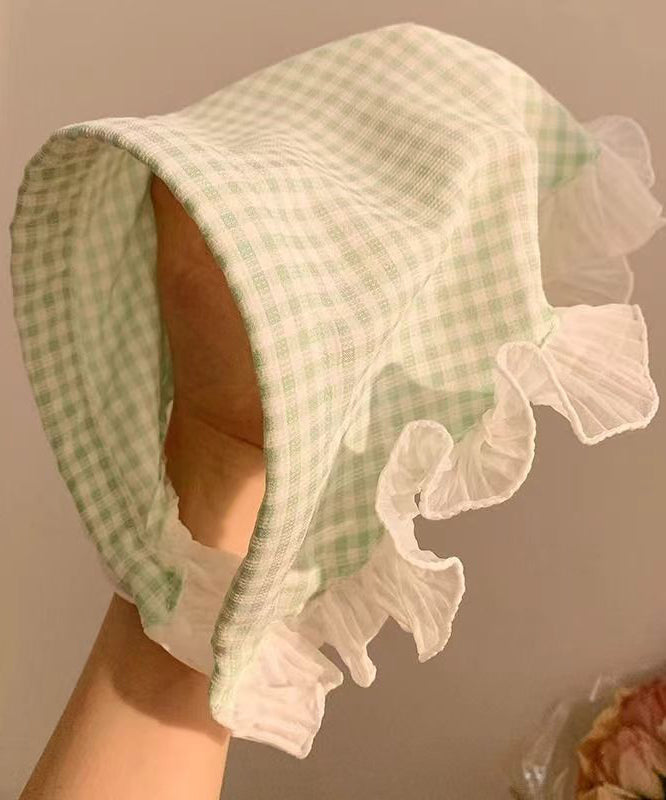 Bandeau foulard triangle en dentelle à volants à carreaux rouges français YU1006