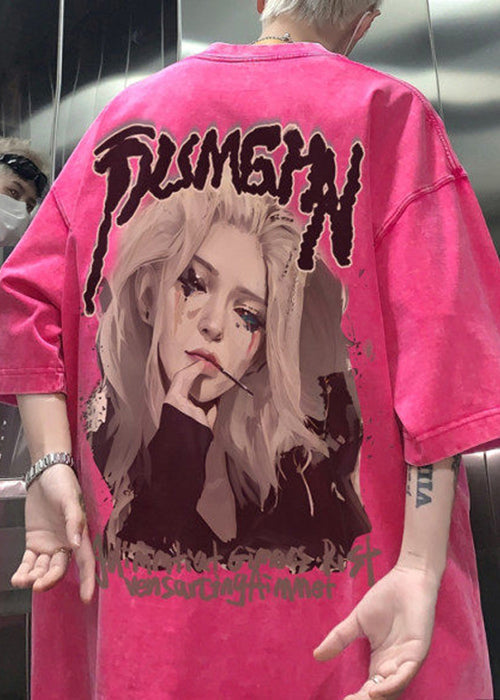 Letter Rose T Belle Mens Oversized Cotton Summer Shirts French