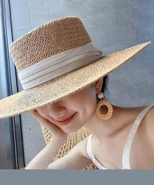 Khaki French Style Straw New Woven Hat Cloche