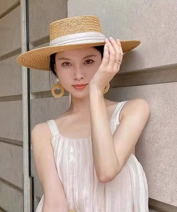 Khaki French Style Straw New Woven Hat Cloche